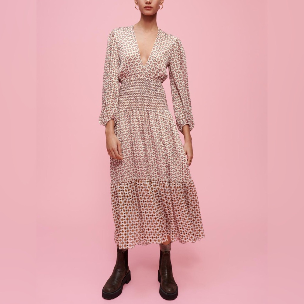 Maje‎ Printed Chiffon Midi Dress